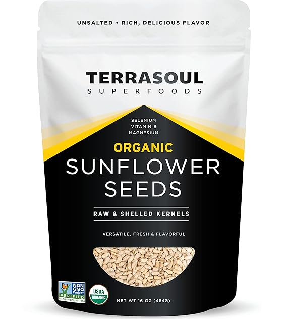 Terrasoul Superfoods Organic Hulled Sunflower Seeds, 16oz, Hulled | Fresh | Vitamin E