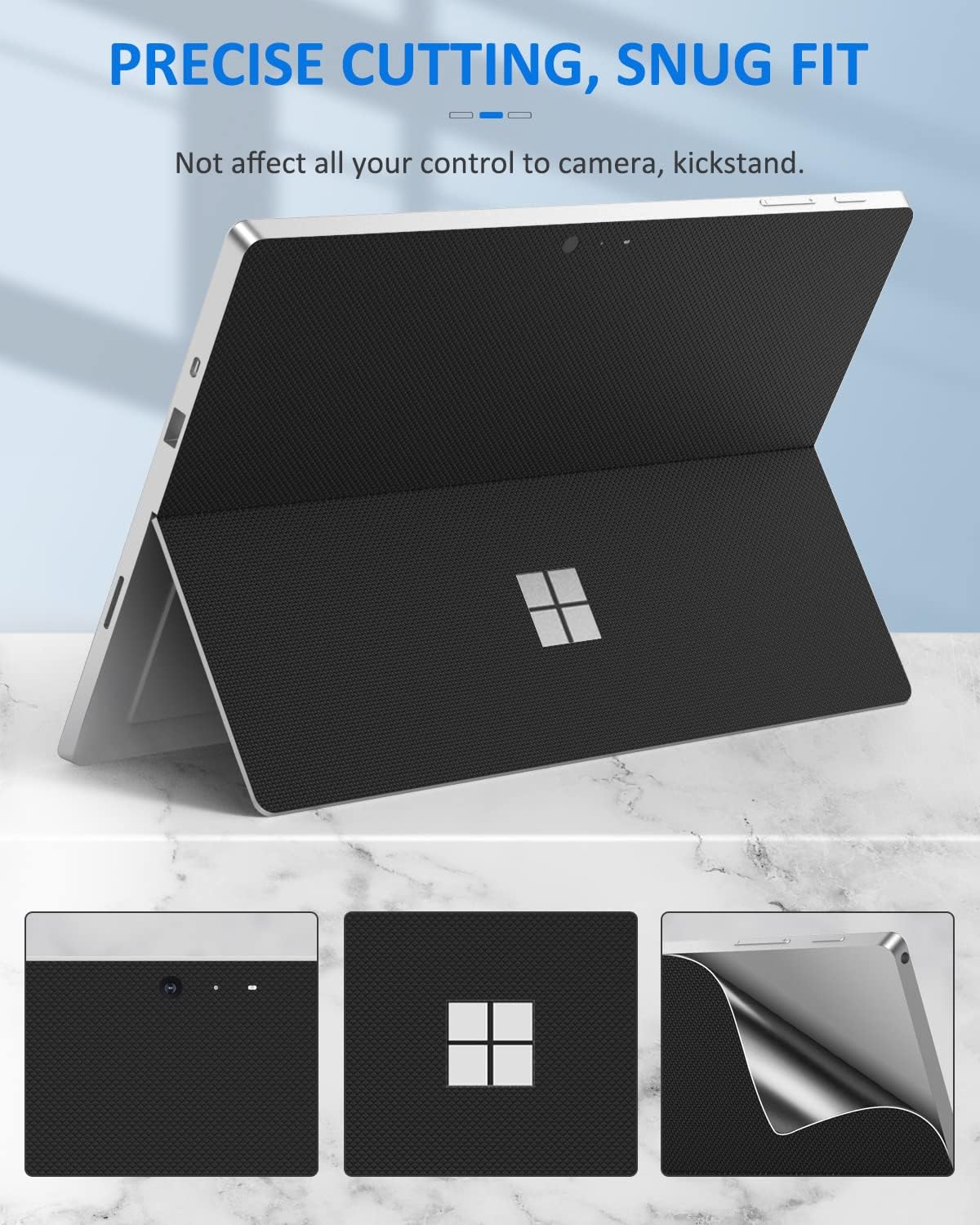 MoKo Tablet Back Skin Stick Decal for Surface Pro 7 plus/7/6/5/4/LTE, Black image 4