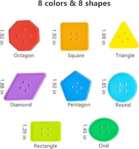 Miniatura 5 de 70 piezas Montessori - Juguete de hilo con cordones – Cuentas grandes con forma geométrica para manualidades infantiles, actividades preescolares y