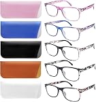 5 Pack Reading Glasses Blue Light Blocking for Women Men, Spring Hinge Computer Readers Anti Eyestrain Eyeglasses