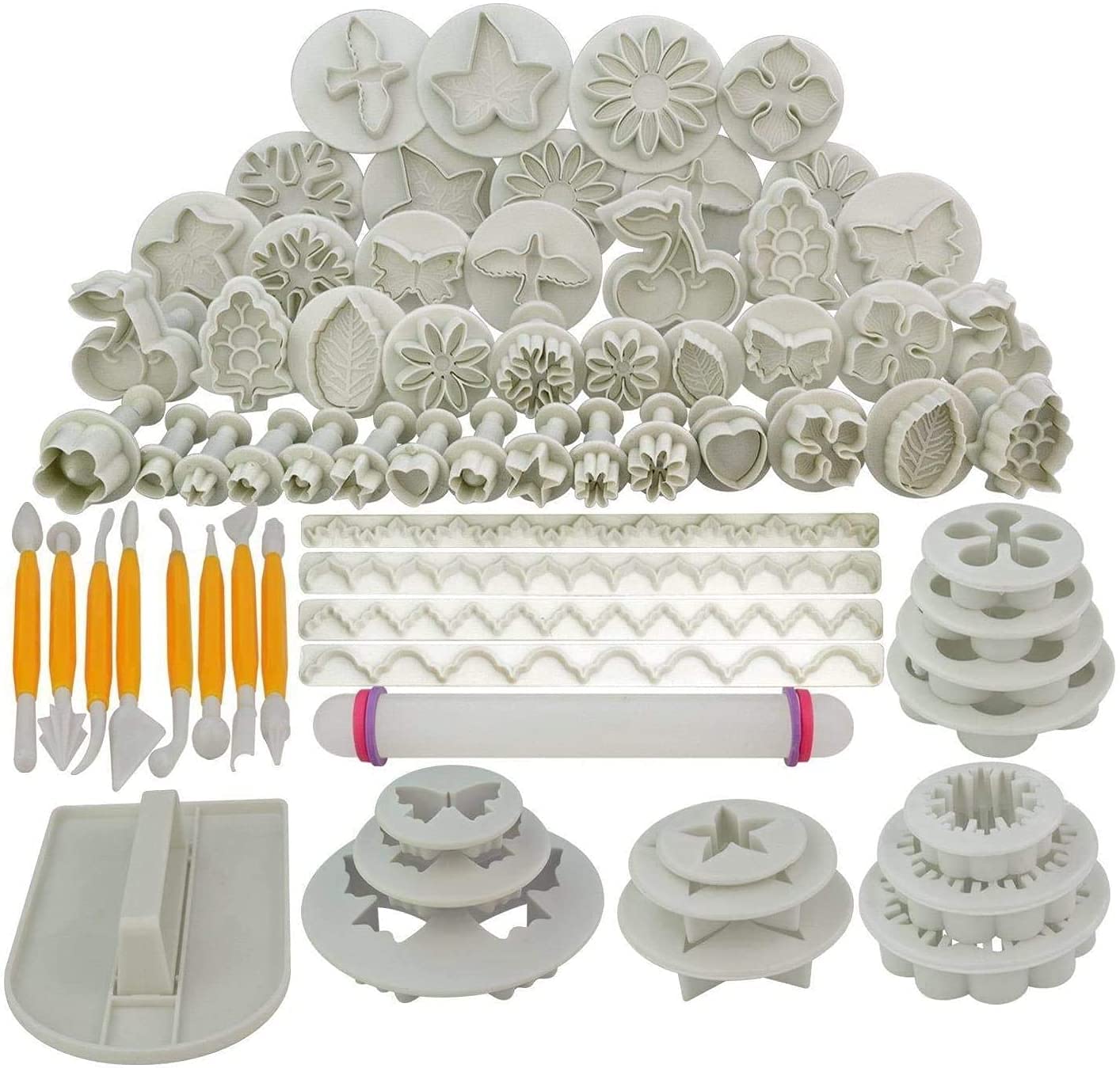 ALISSA 21 Sets/ 68pcs Cake Decoration Tool Kit Homemade Modeling Tools For Fondant Cake Cookie Cutter Mold Sugarcraft Icing Decorating