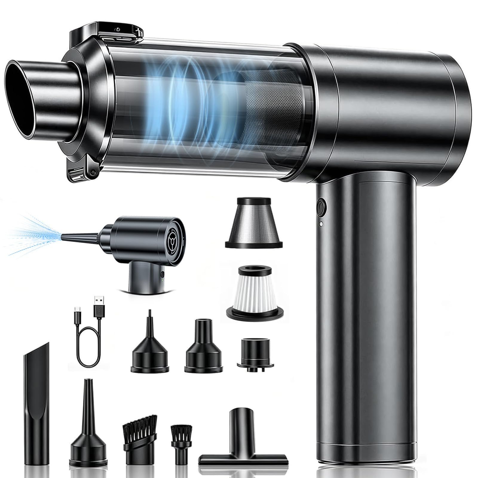 Aspiradora Mini sin Hilo, Aspiradora a Mano, Aspiradora para vehículos,Aspiración Potente 27000Pa con Motor sin Cepillo,4 en 1 Aspiradora para Mascotas,para Oficina,Coche,Casa Escenas Diversas