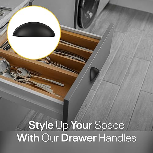 Miniatura 4 de Manijas negras para gabinete, tiradores de cajón de media luna para armarios de cocina, cajones y armarios, tiradores y manijas de tocador de 3