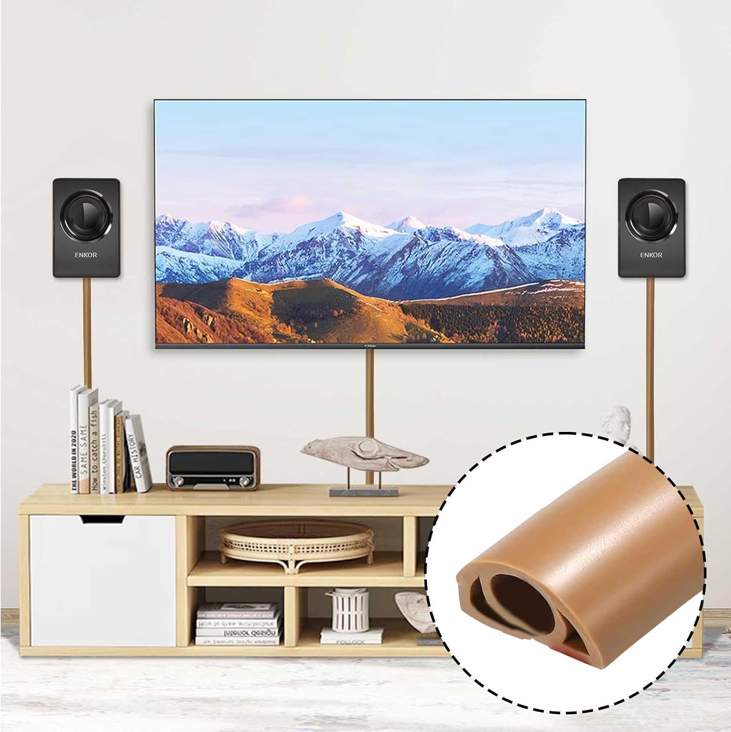Electric Cord Covers for Floor - Soft Wire Floor Covers for Cords, PVC Flexible Wire Duct,Self-Adhesive Cord Hider, Insulated Extension for Computer Home Appliance Cables