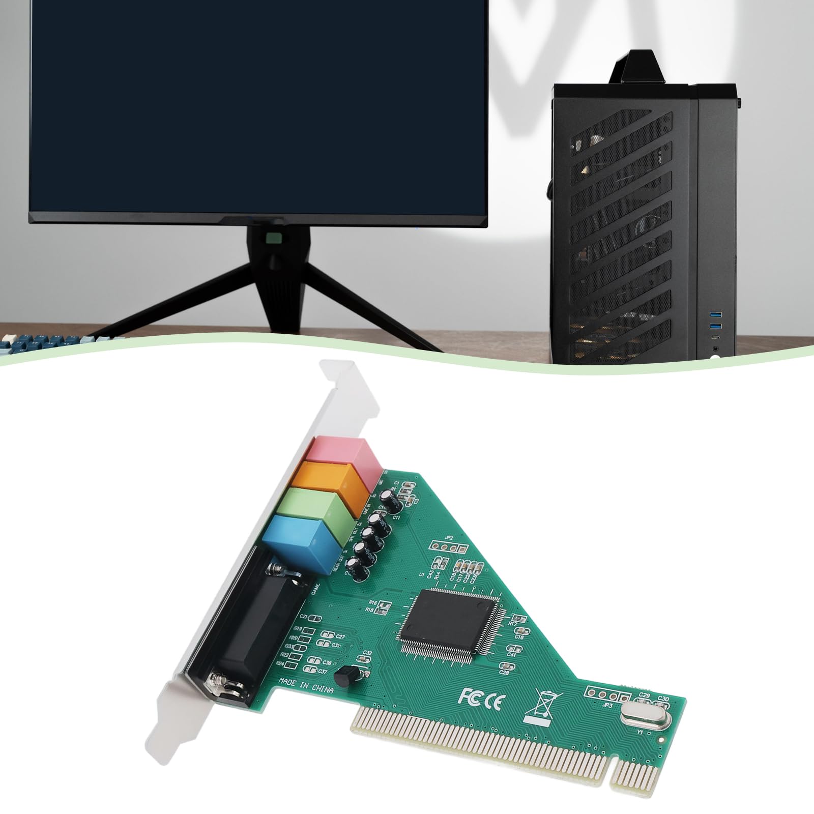 1 Stück CMI8738 4.1 Kanal 5.1 Surround 3D PCI Sound Audio Karten MIDI Kompatibel mit Windows XP/7/8/10 Desktop Interne Audiokarte
