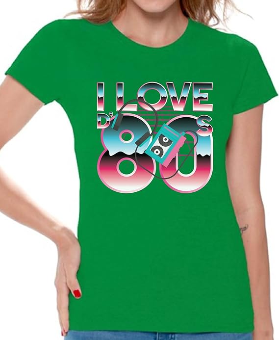 Buy Awkward Styles 80s Shirts 80s Clothes for Women 80s Disco Theme I Love The 80s Green M at 
