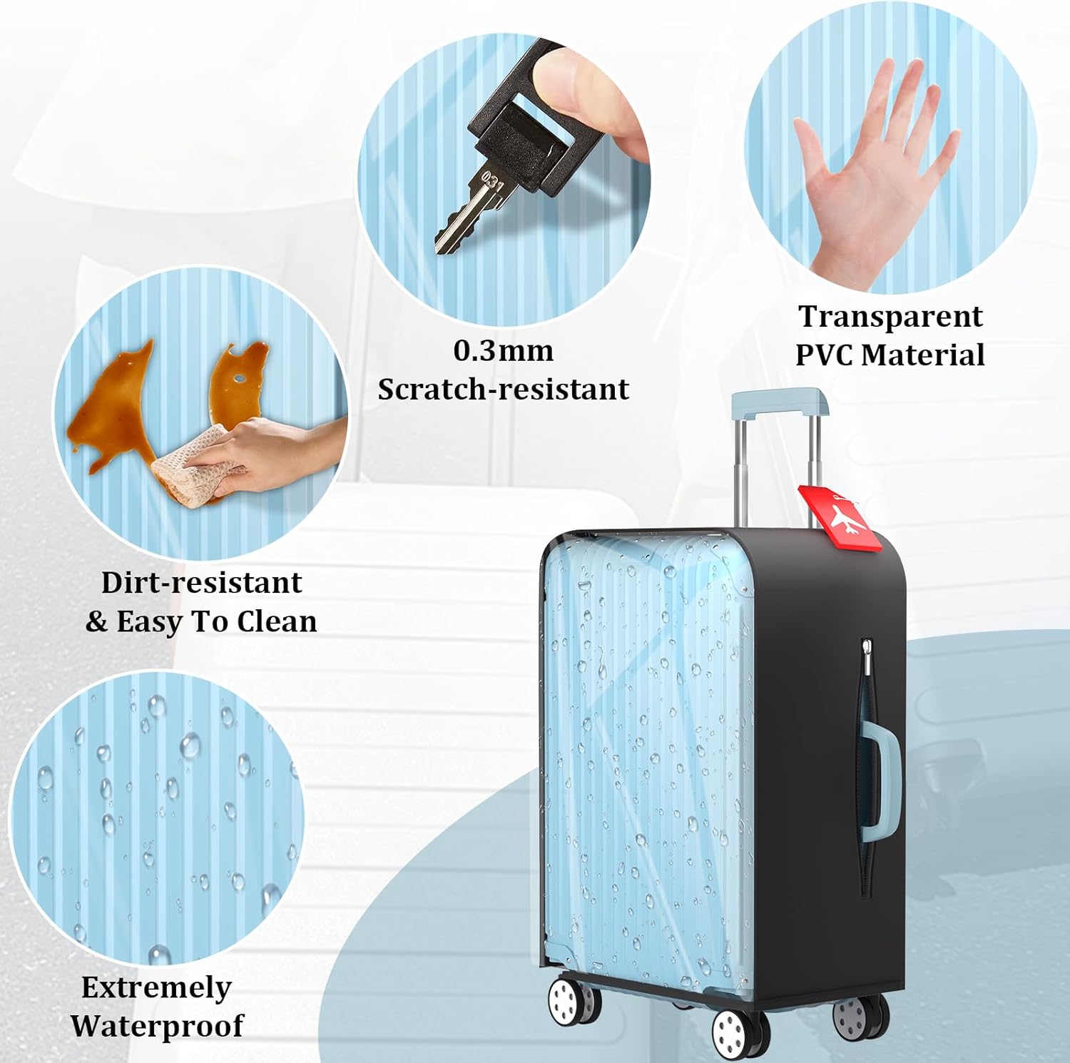 Clear Luggage Cover Protector For Suitcase, PVC Waterproof Suitcase Cover Protector Fit 30-32 Inch Luggage - Image 4