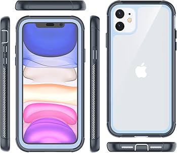Temdan Compatible with iPhone 11 Case, Full Body with Built-in Screen Protector Heavy Duty Protection Shockproof Slim Fit Cover for iPhone 11 ( 2019) 6.1 Inch - Black/Clear