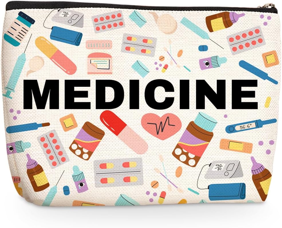 Medicine Makeup Bag, Large Capacity Travel Makeup Case Cosmetic Bags for Women, Portable Pouch Purse Travel Essentials Toiletries Accessories, Christmas Birthday Gifts for Women 1