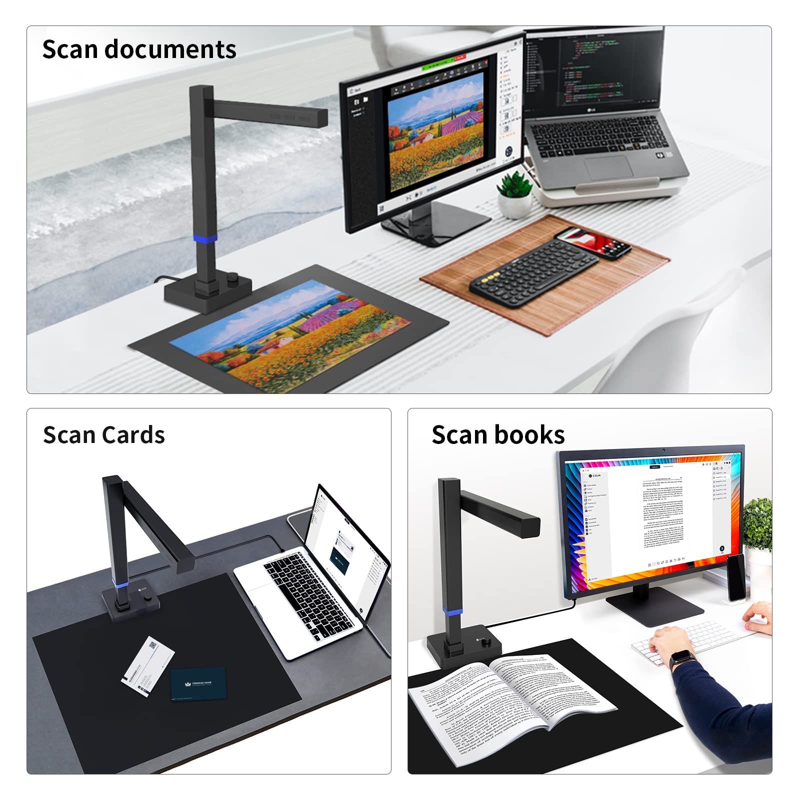 CZUR Shine Ultra Pro Tragbarer Dokumentenscanner 24 MP Dokumentenkamera A3 Buchscanner OCR Scanner Visualizer mit Fülllicht für Home-Office Online-Lehre Windows & macOS Verfügbar