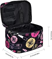 oscaurt Beauty case da donna a corda, grande borsa cosmetica con scomparti, cosmetici, cosmetici, borsa per il trucco, borsa per il lavaggio, beige., Utility