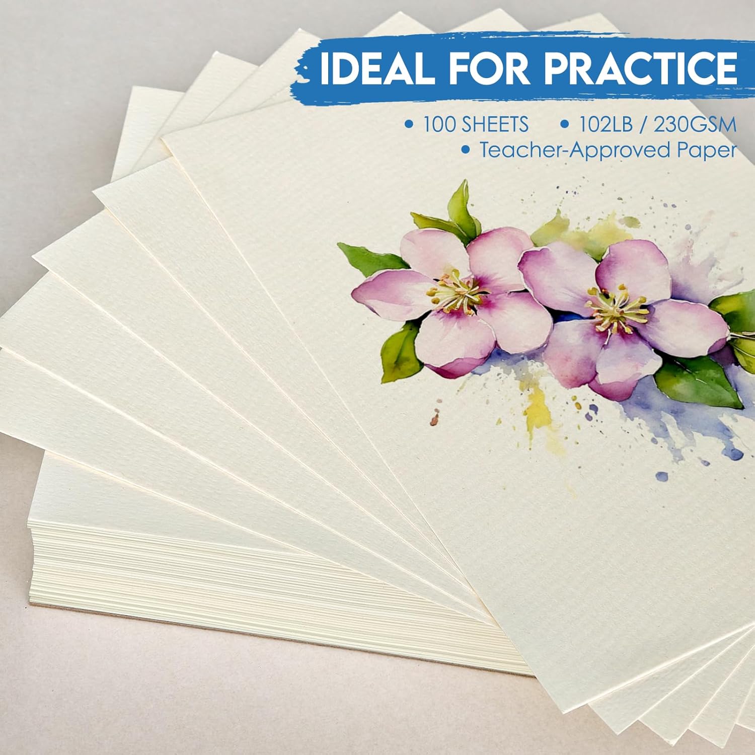 KOVIEDE 100 Sheets Watercolor Paper 9x12 Inch 102LB/230GSM Cold Press Practice Paper for Students and Beginners, Acid-Free Heavyweight Art Sheets for Painting, Printing, Scanning & Crafting