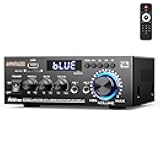 AK45 Pro Stereo Amplifier Home Audio Stereo Receivers,Rated Power 50W x2, Max 800W, Bluetooth 5.0 2.0 Channel Audio Receiver for Home Theater Speakers w/USB/SD/RCA/2 MIC in for Garage