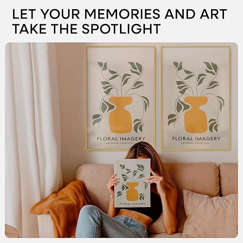 Vista 2 de Homeforia - Portarretratos de 16 x 24 pulgadas de alta gama, paspartú de 12 x 18 pulgadas, vidrio templado, gancho de pared incluido, 1 unidad
