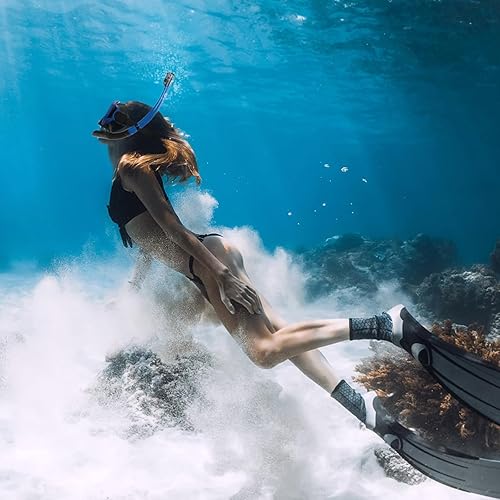 Miniatura 7 de Snorkeling Gear for Adults, Dry Top Snorkel Mask Set 2 Pack Scuba Diving Mask Snorkel Gear Anti Fog Snorkeling Packages Tempered Glass Panoramic