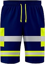 NOROZE Men’s Hi Vis Work Shorts – Reflective High Visibility Cargo Shorts with Multiple Pockets – 3/4 Jogger-Style Utility Bottoms for Construction, Security, Warehouse, Site & Outdoor Use