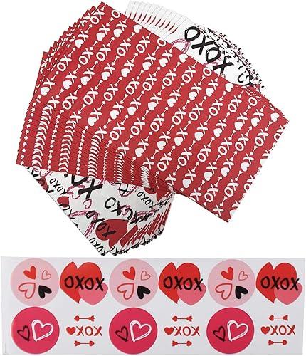 Miniatura 10 de Haobell Bolsas para el día de San Valentín, 24 bolsas de regalo de San Valentín, 24 calcomanías de San Valentín, bolsas de regalo de San Valentín