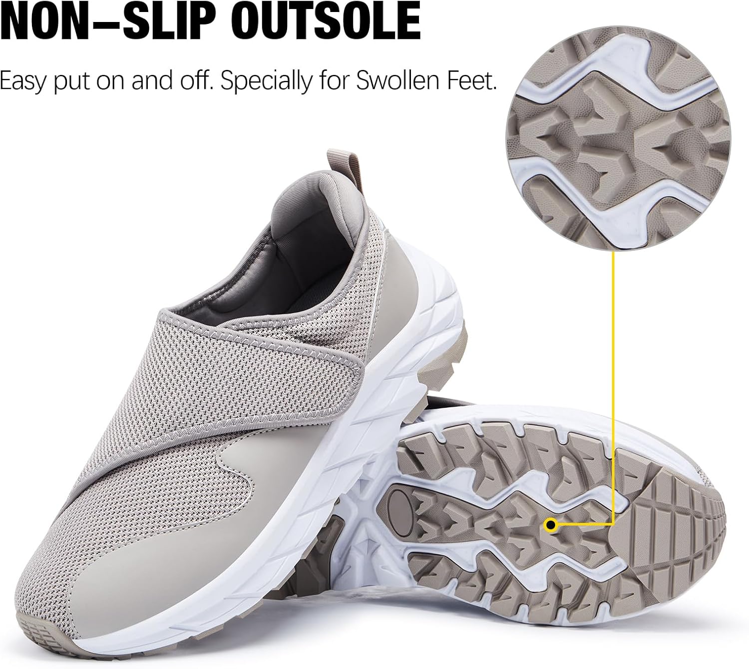 Men Diabetic Shoes Wide Width Shoes with Adjustable Closure for Swollen Feet Non-Slip Air Cushion Bottom Sneakers - Image 2