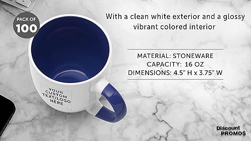 Miniatura 74 de Juego de 50 tazas de café grandes estilo bistro personalizadas de 16 onzas, paquete a granel personalizado, perfectas para café, té, expreso, cacao