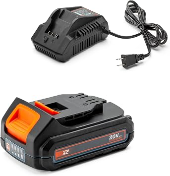 SENIX 20 Volt Max* 2.5 Ah Lithium-Ion Battery and 2A Charger Kit for X2 20V Lawn & Garden and Power Tools, Fade-Free, Battery Indicator Lights S2K0B1-02