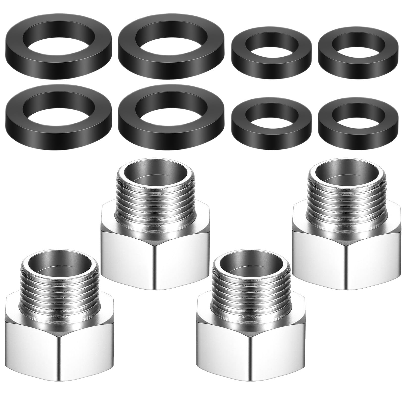 Photo 1 of Elegaperma 4 Pack 1/2 to 3/8 Water Line Adapter,1/2 Female to 3/8 Male Reducer Adapter,Brass Water Hose Connector Fittings with Rubber Washers for Kitchen & Bathroom Plumbing