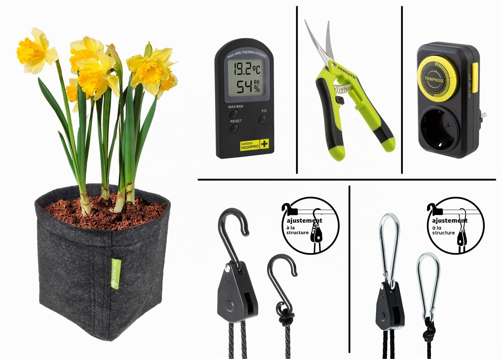 GARDEN HIGHPRO GROWKIT 80H | Kit Complet pour Culture intérieure | Tente de Culture | Extracteur 125mm | Filtre à Charbon | Ventilateur 5W | Combiné | Ciseaux