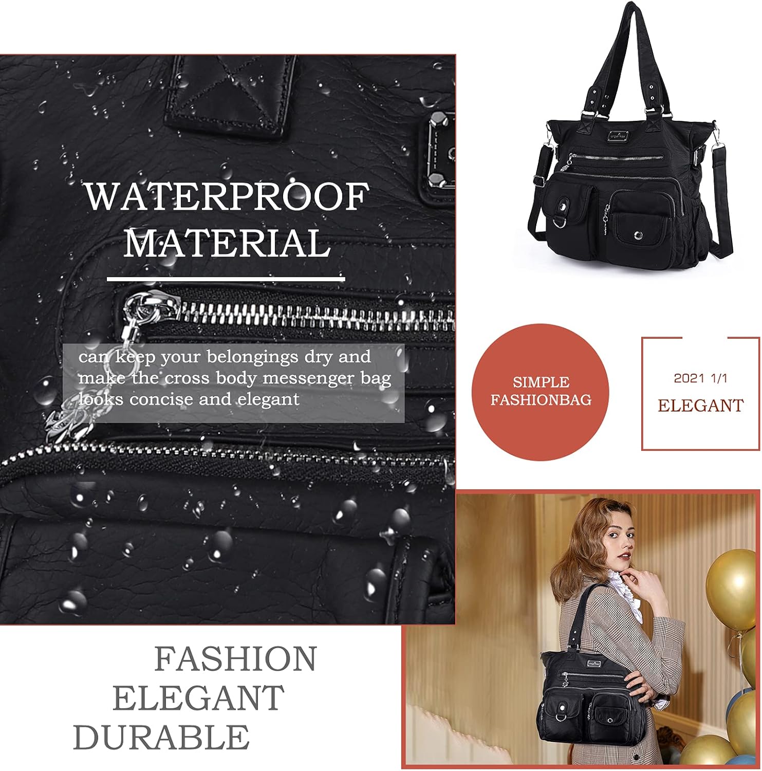 Angel Kiss Large Purses for Women Soft PU Leather Hobo Bag for Women Shoulder Bags - Image 5