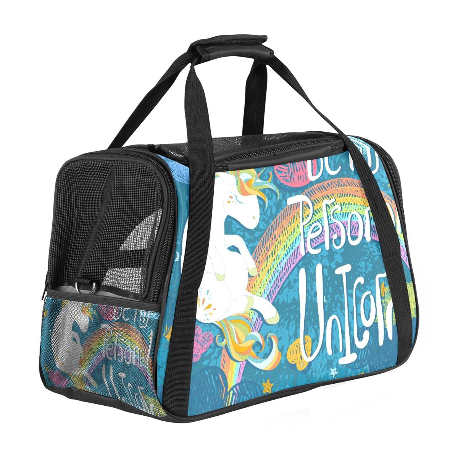 Sac de transport pour chat et chien avec motif licorne voyage avion