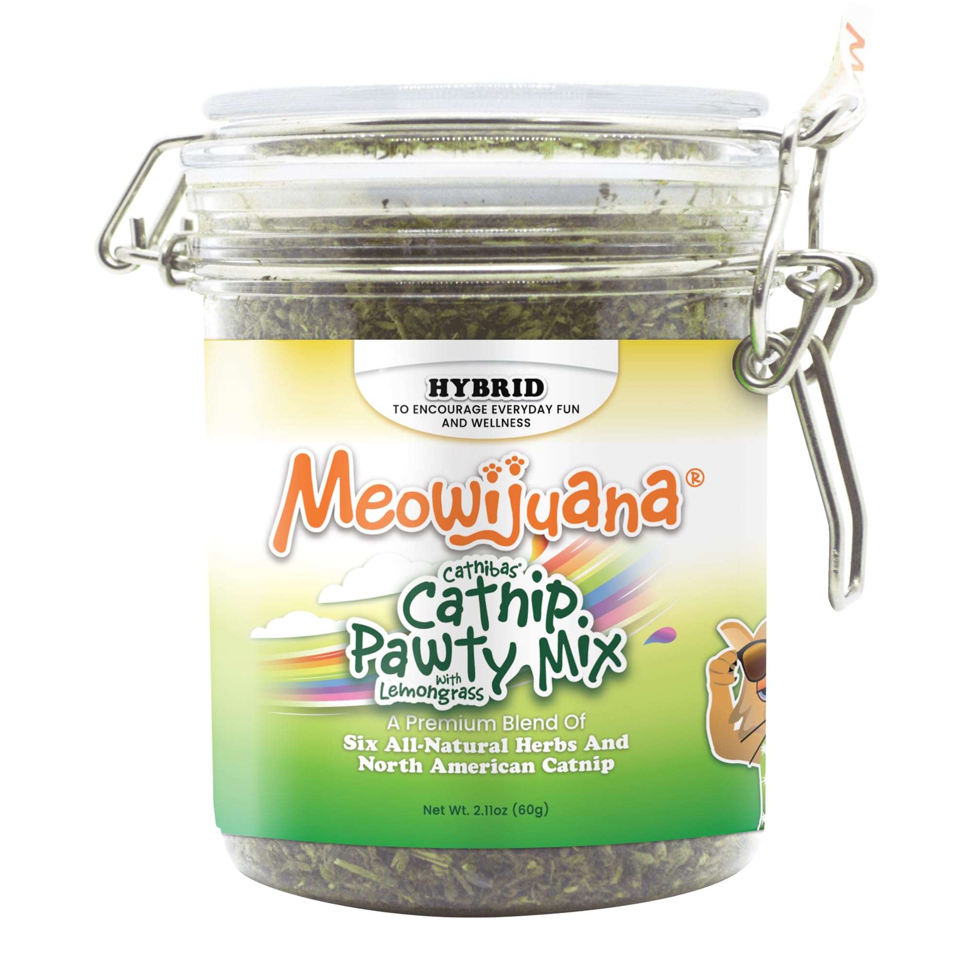 Meowijuana Katzenminze Pawty Mix mit Zitronengras | Bio | Getrocknete Premium 7 Kräuter Mischung | Hochwirksames | Perfekt für Katzenspielzeug | In den USA angebaut