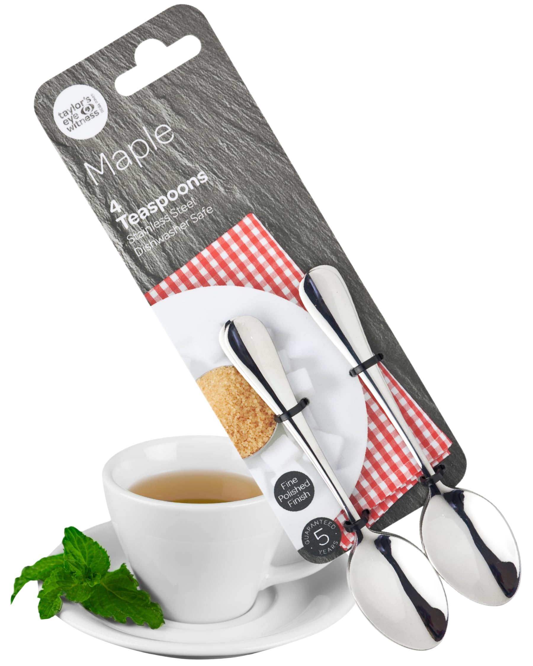 Taylor's Eye Witness 4-Piece Teaspoon Set – Stainless Steel Teaspoons, Dishwasher Safe, Mirror-Polished Cutlery for Coffee, Tea, Dessert - Ideal for Home & Everyday Use — image 1