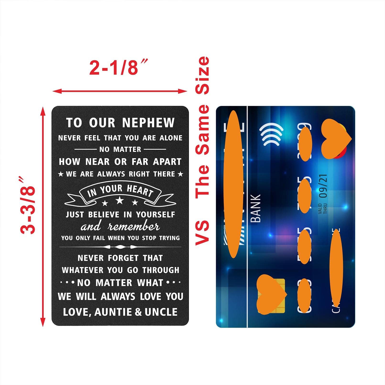 DEGASKEN To Our Nephew Gifts Engraved Wallet Card from Auntie and Uncle, Personalised Christmas Card for Nephew Graduation Wedding - Image 3