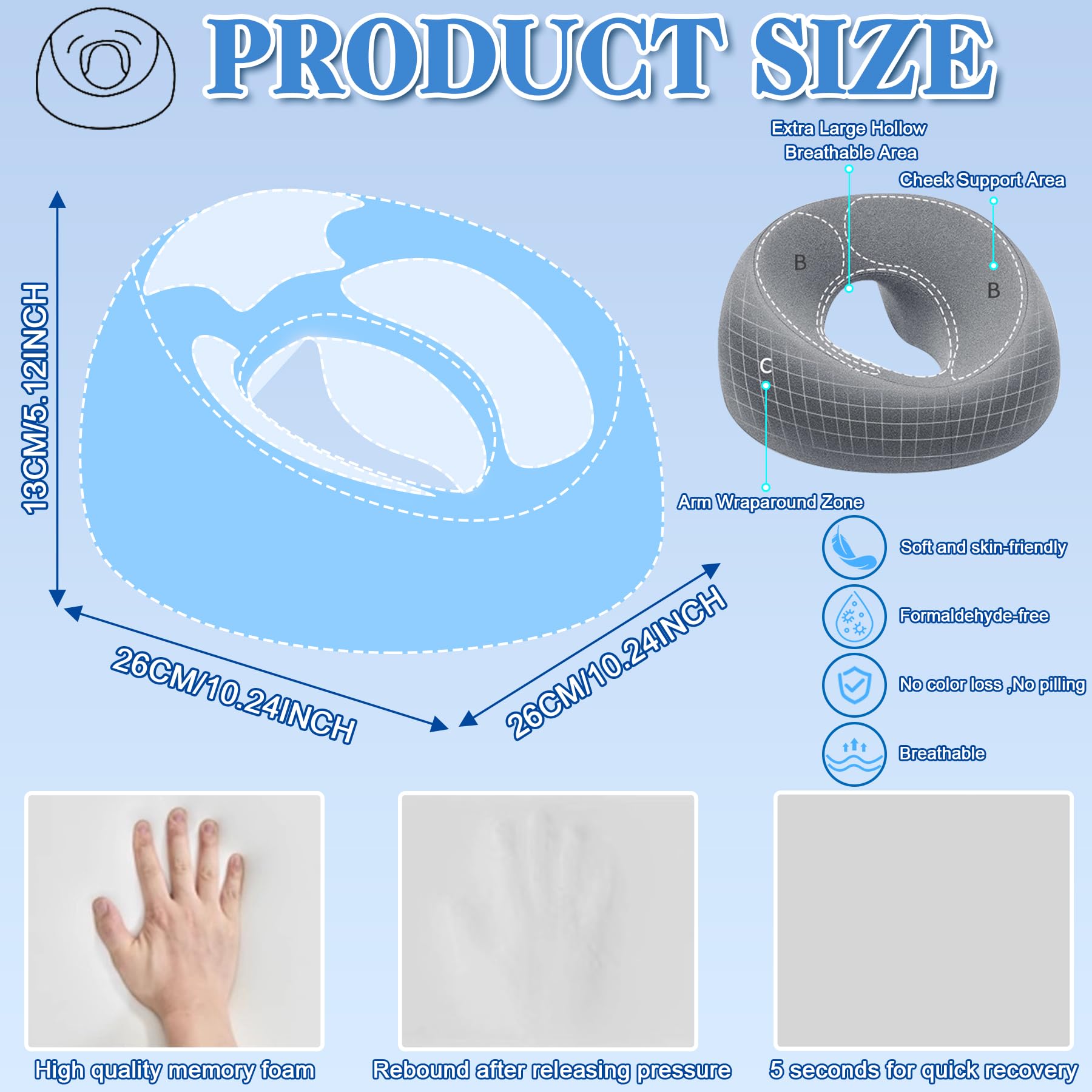 TZEKING Coussin Massage Visage,Oreiller Face Vers Le Bas,Oreiller de Massage Avec Trou,Coussin Massage Facial,Appuie-Tête De Massage,Coussin Face V-ers Le Bas,pour Spa Salon Beauté,Écoles et Bureaux