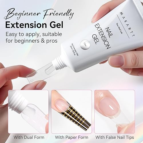 Vista 133 de Makartt - Gel de uñas de polietileno, 1.7 oz (50 ml), constructor, extensión, fortalecedor, gel de color duro, multifuncional, larga duración, fácil