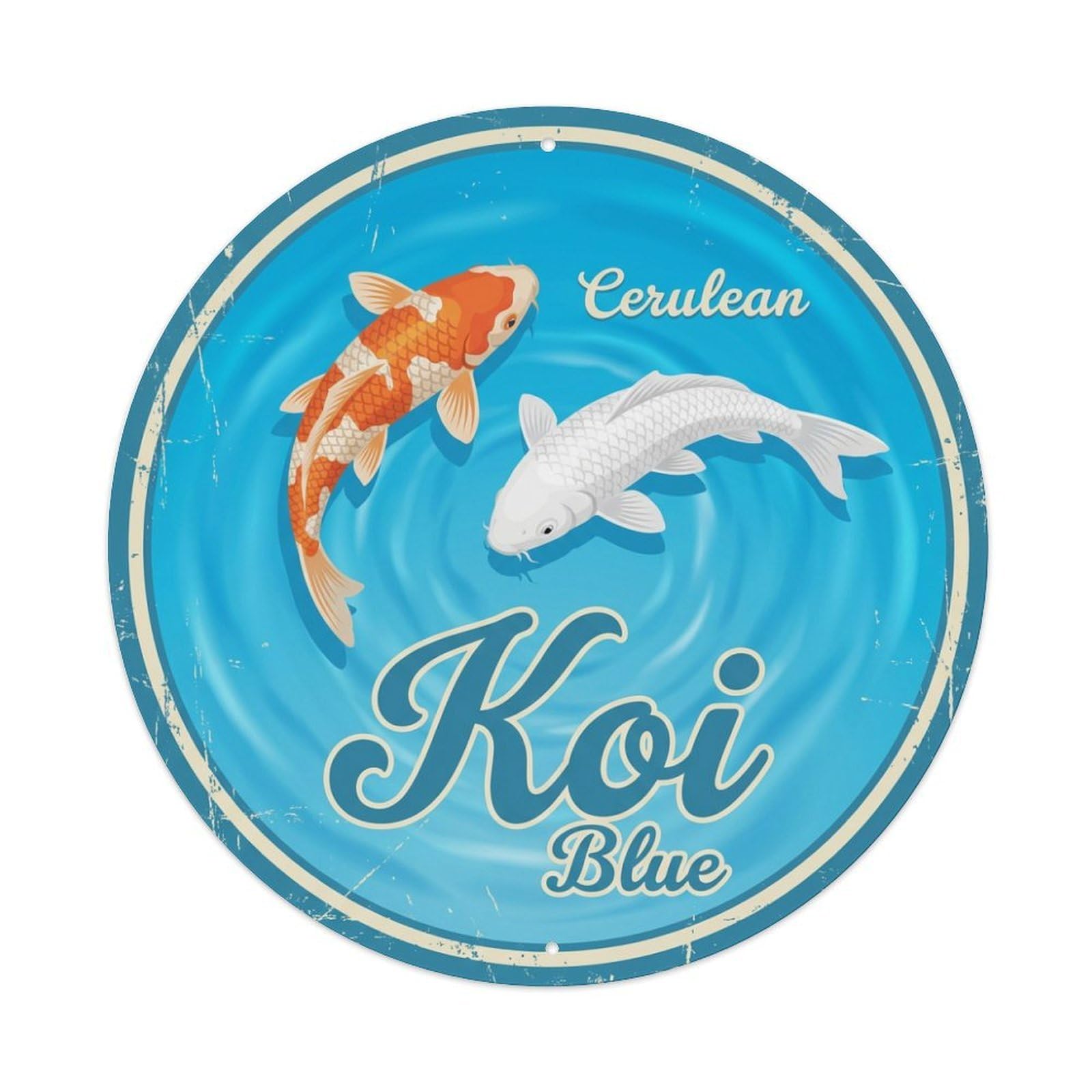 Koi Fish Cerulean Blue Waters Sky Bright Clear Vibrant Metal Tin Sign