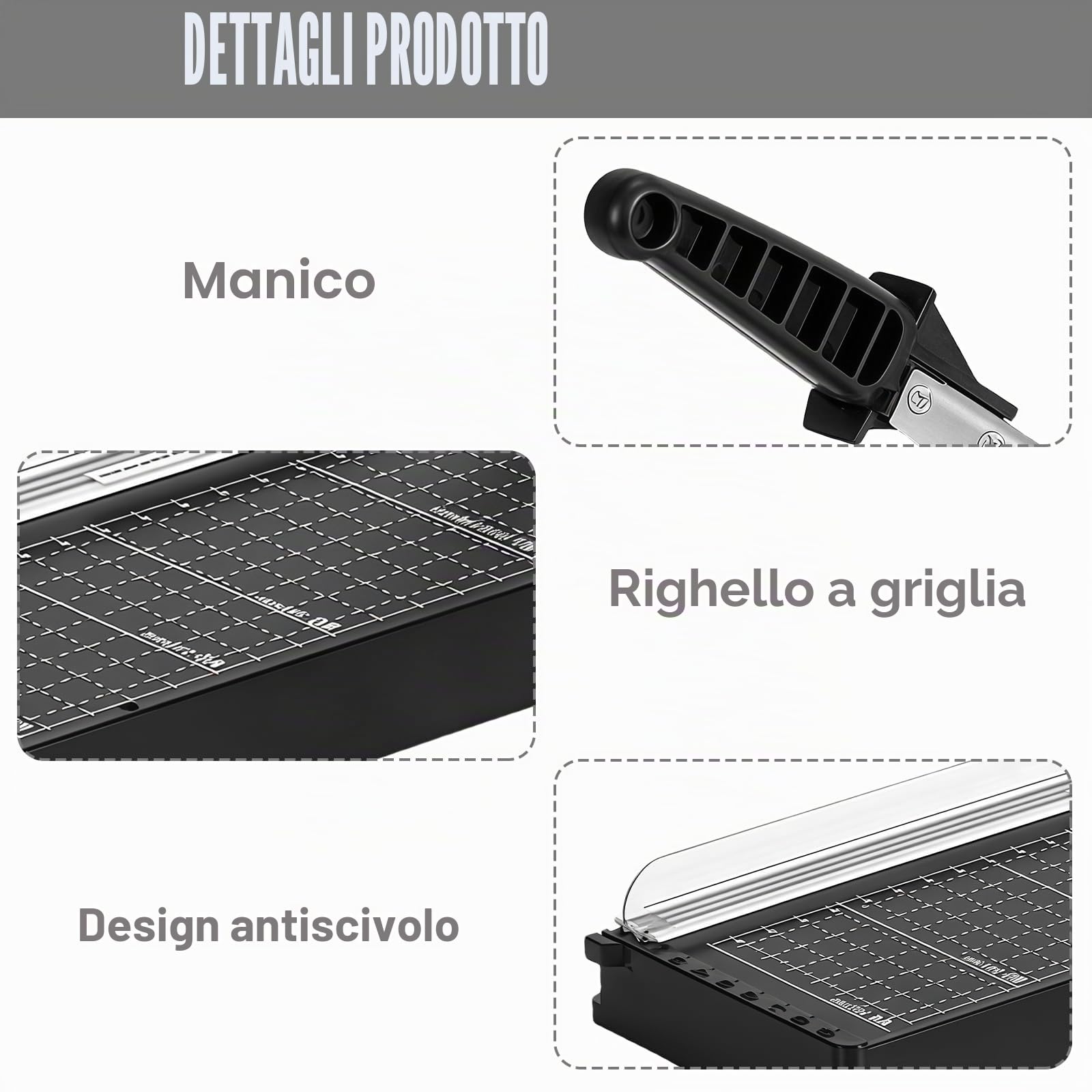 Taglierina per carta a leva da 30 cm: taglierina per carta per foto, macchina da taglio con base in metallo e design antiscivolo, ad alta precisione per carta A4/B5/A5, foto, cartone