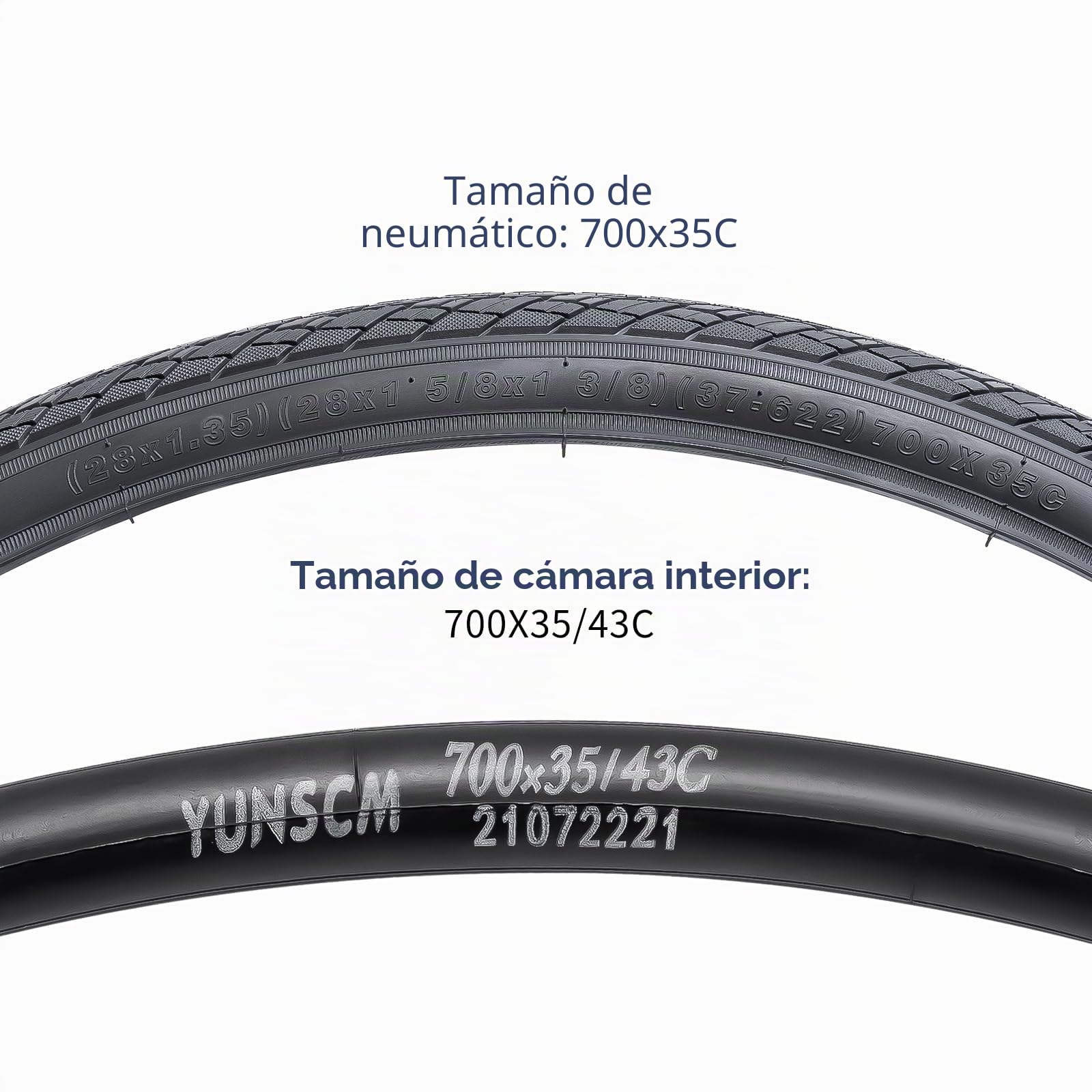 YunSCM 2Pcs 28 Pulgada Neumáticos 28x1.40 700x35C ETRTO 35-622 más 2Pcs 700C Cámara de Aire AV48mm Valve Compatible 700c Bicicleta 700x32C 700x35C Neumáticos and Cámara de Aire