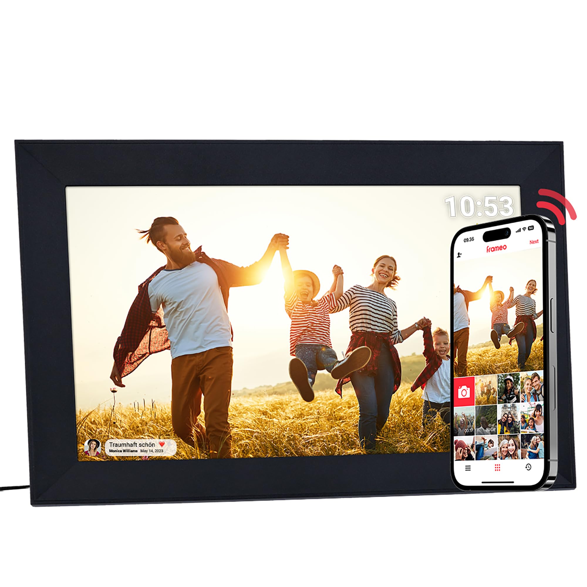 Rollei Smart Frame WiFi 103 czarna – 10,1 cala Touch – WiFi – ramka na zdjęcia z aplikacją Frameo do szybkiego i łatwego udostępniania zdjęć lub filmów | panel IPS, wiele funkcji, gniazdo microSD