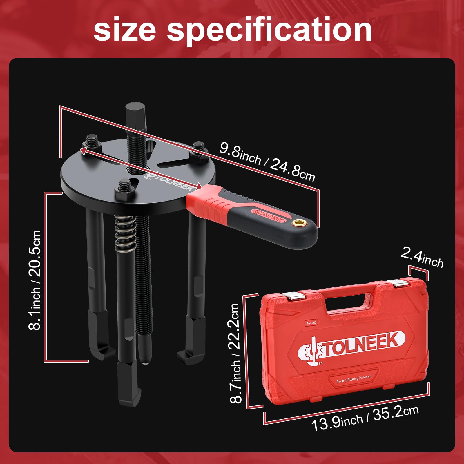 Kit de extractor de rodamientos 33 en 1, herramienta de extracción de rodamientos de rueda resistente mejorada y juego de extractor de agujeros ciegos con mango antideslizante para uso