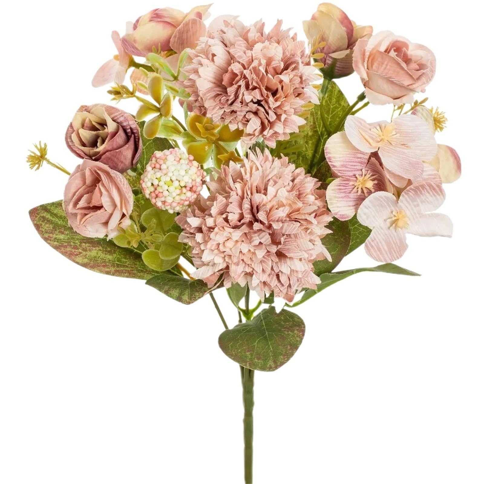 XIANGMLING Artificial Flower Ball Chrysanthemum Rose, Wedding Home Room Table Festival Wreath Bridal Bouquet Garden Decor(Color5,1PC)