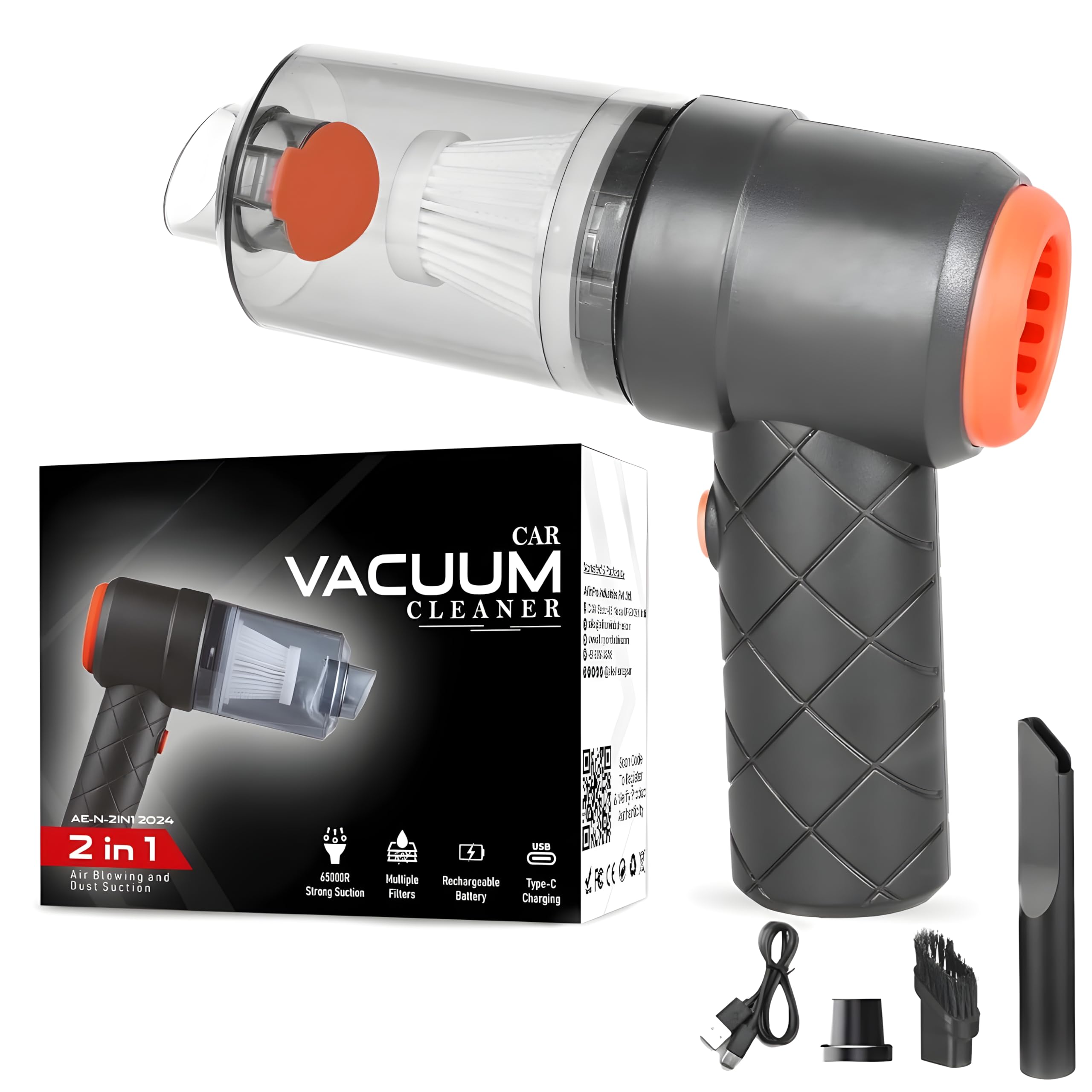 andrew james Portable Mini Car Vacuum Cleaner with Blower | Wireless Handheld Vacuum Cleaner for Car Use | HEPA Filter, Reusable Filter, USB Rechargeable | Car, Home, Keyboard & Desk Cleaning-image-40