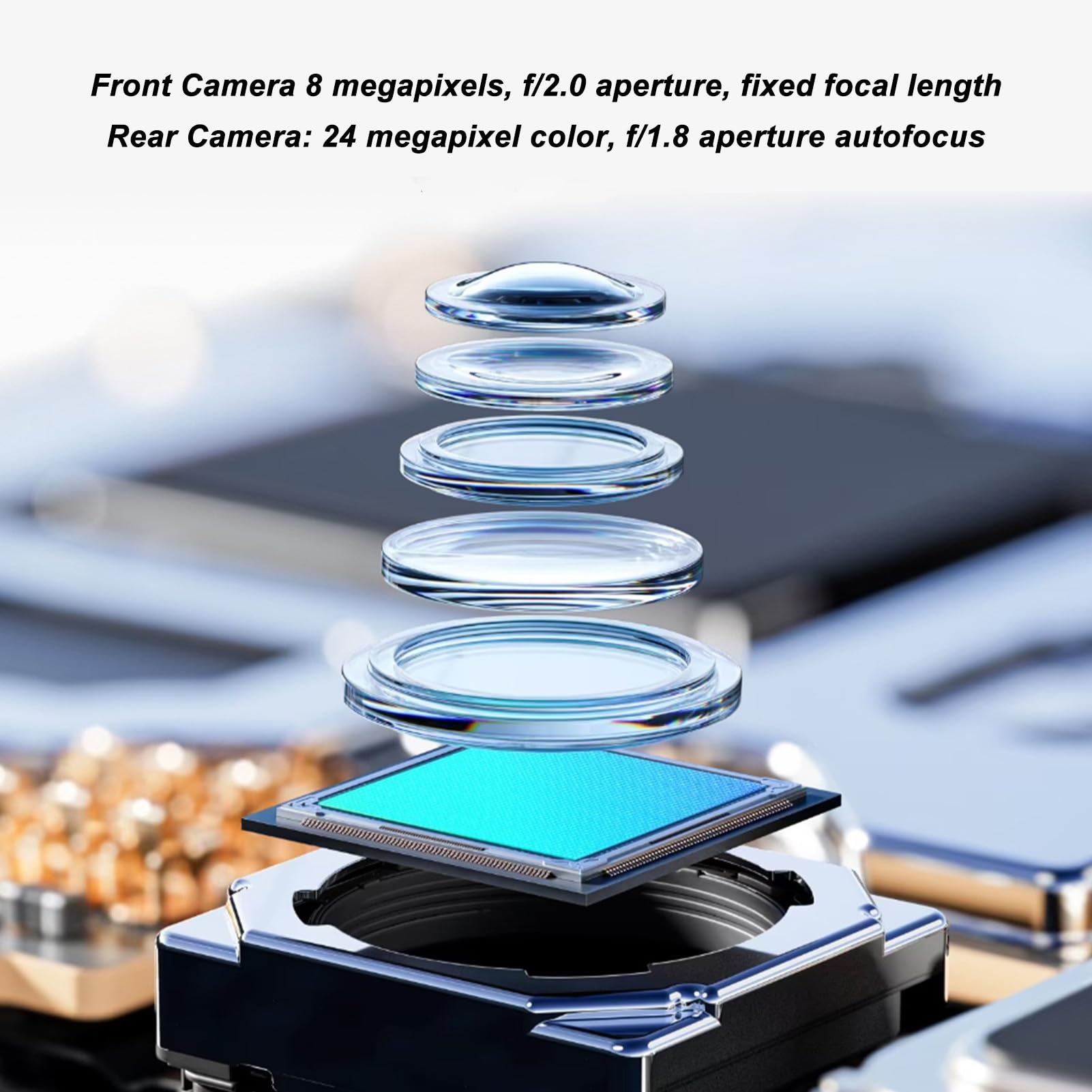 6,53 Cali Telefon Komórkowy, Szklane Ultra Cienkie Smartfony WiFi BT 8MP Front Front 24MP Tylny Aparat do Biura (PURPLE)