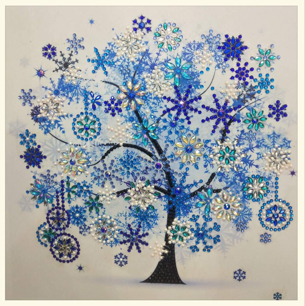 Diamond Painting DIY 5D Special Shape Rhinestones, ABEUTY Four Season Tree Winter, Partial Drill Crystal Diamond Art Kits
