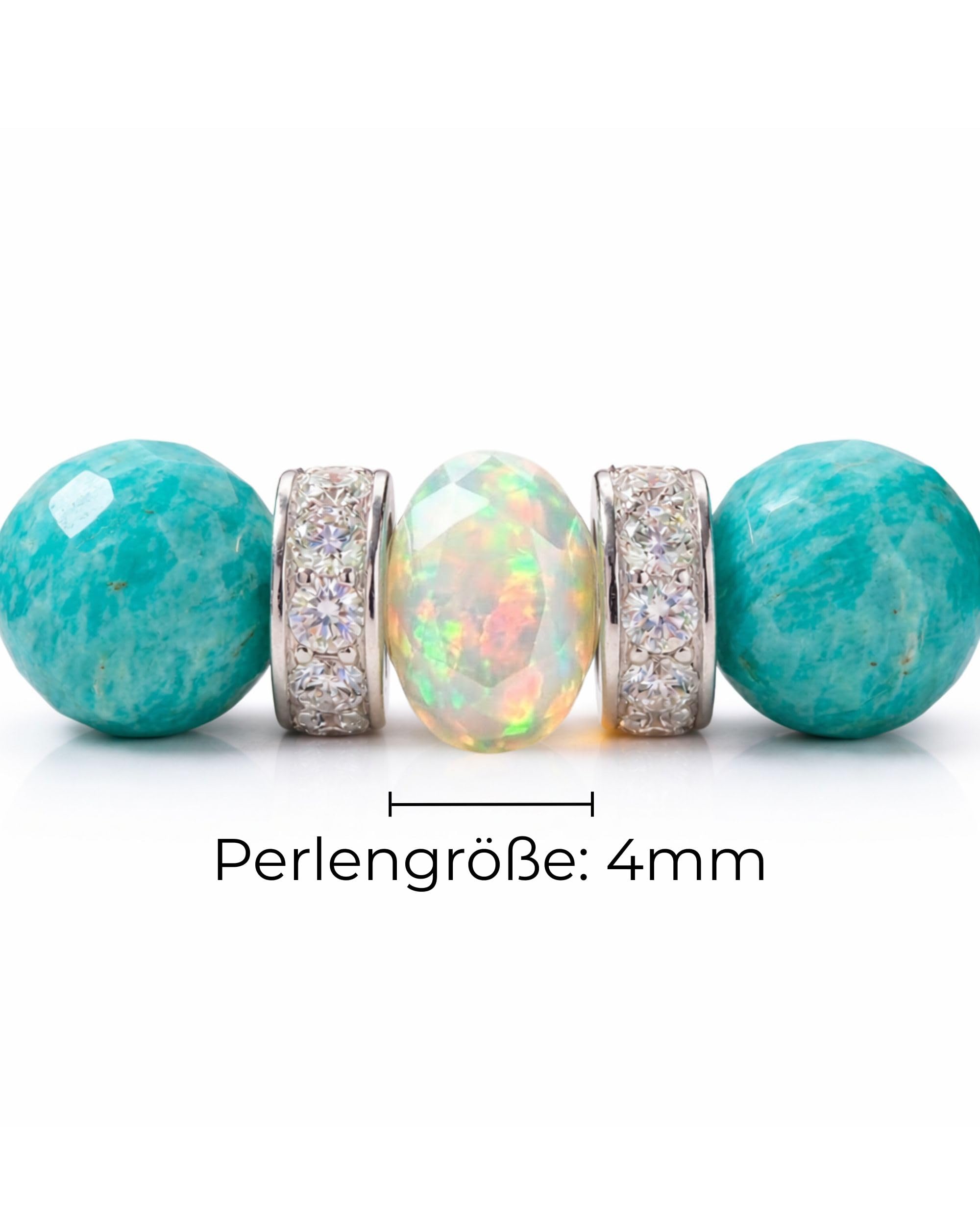 Halskette aus Naturstein und Opal für Damen - Handgefertigt aus 925er Sterling Silber, Verstellbarer Verschluss für Stressabbau und Alltagstragen - 45 cm, Geschenkbereit