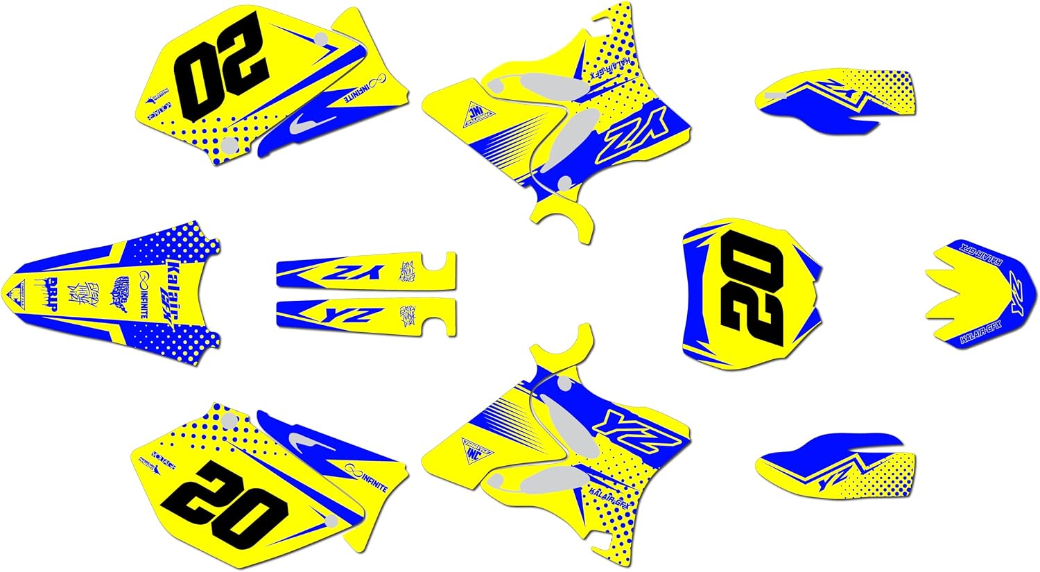 Graphics Kit for Yamaha YZ125 / YZ250 (2002-2014) Spear Series Red 16 Mil - On/Off the Road - Dirt Pit Bike Motorcycle Sticker, Dirtbike Racing Decal Motocross Accessories no-Plastics