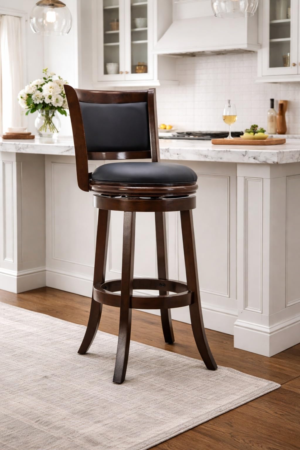 Boraam Augusta Swivel Bar Stool - Black/Cappuccino