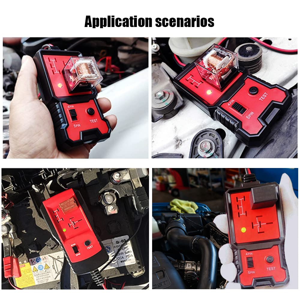 Greluma 1 Pièce Testeur de relais de voiture,vérificateur de relais électronique 12 V,testeur de batterie de voiture avec clips pour réparation automatique,outil de diagnostic de relais de voiture