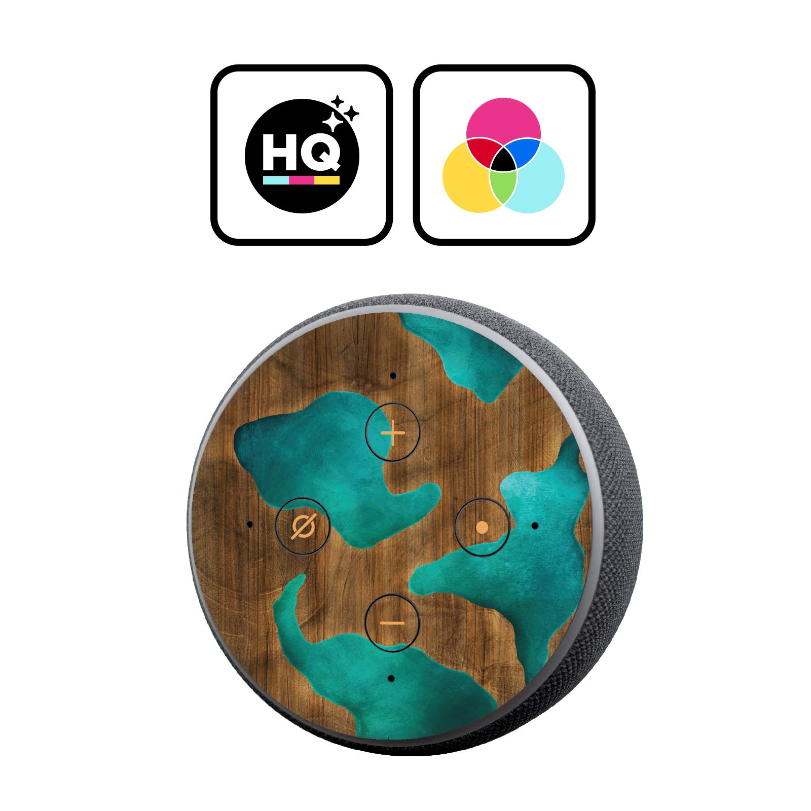 Head Case Designs Licenza Ufficiale Alyn Spiller Legno e Resina Aqua Mix Sticker Pelle Adesivo per Amazon Echo Plus (2nd Gen)