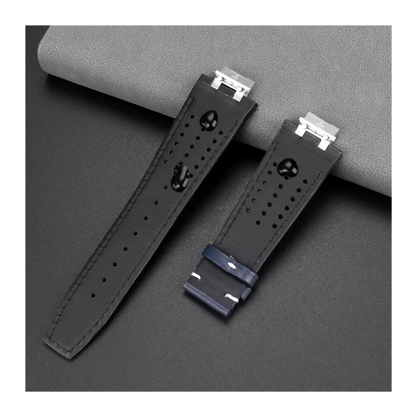 Genérico Correa de reloj cuero vaca compatible con Maurice Lacroix AIKON AI6038 AI6008 AI6007 AI6058 Correas extremo convexo acero inoxidable liberación rápida