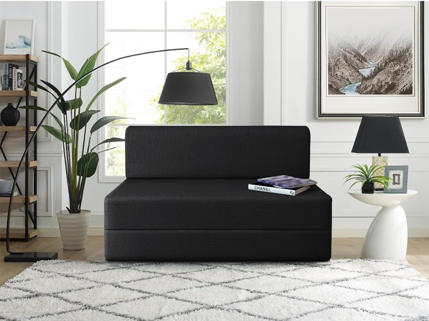 Dr Smith Folding Sofa Cum Bed for Home & Living Room | Mattress- Perfect for Guests | Jute Fabric-5X6-Feet- Black Color (B0CXHRSSRC) Amazon Price History, Amazon Price Tracker
