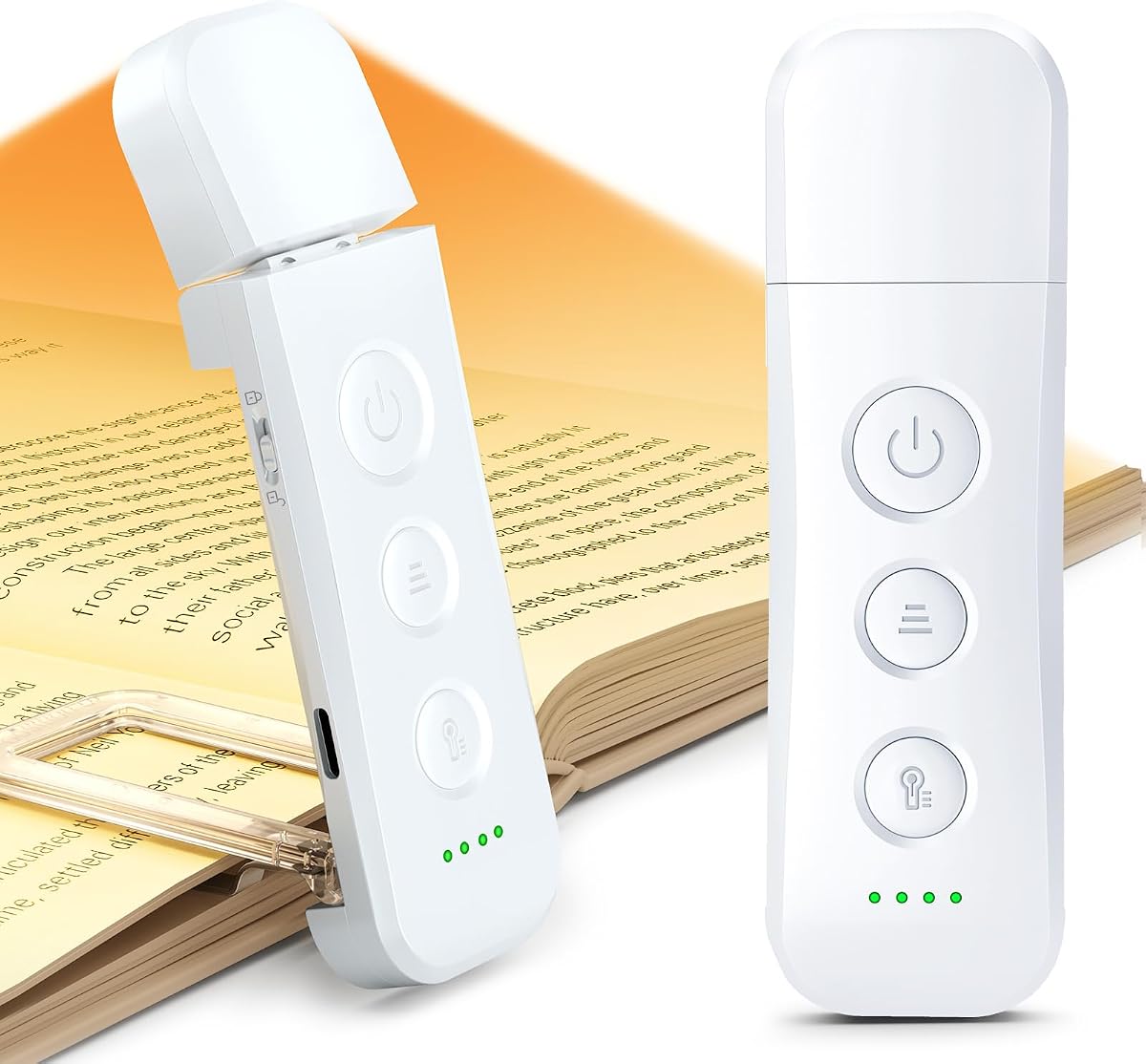 12 LED Book Light,Portable USB-C Book Lights for Reading at Night | 5 Colors & 5 Brightness,White Clip on Reading Light, Rechargeable for 200H with Travel Lock, Gifts for Book Lovers